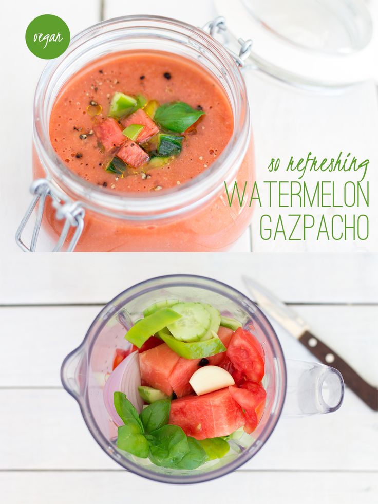 Chilled watermelon gazpacho Lazy Cat Kitchen