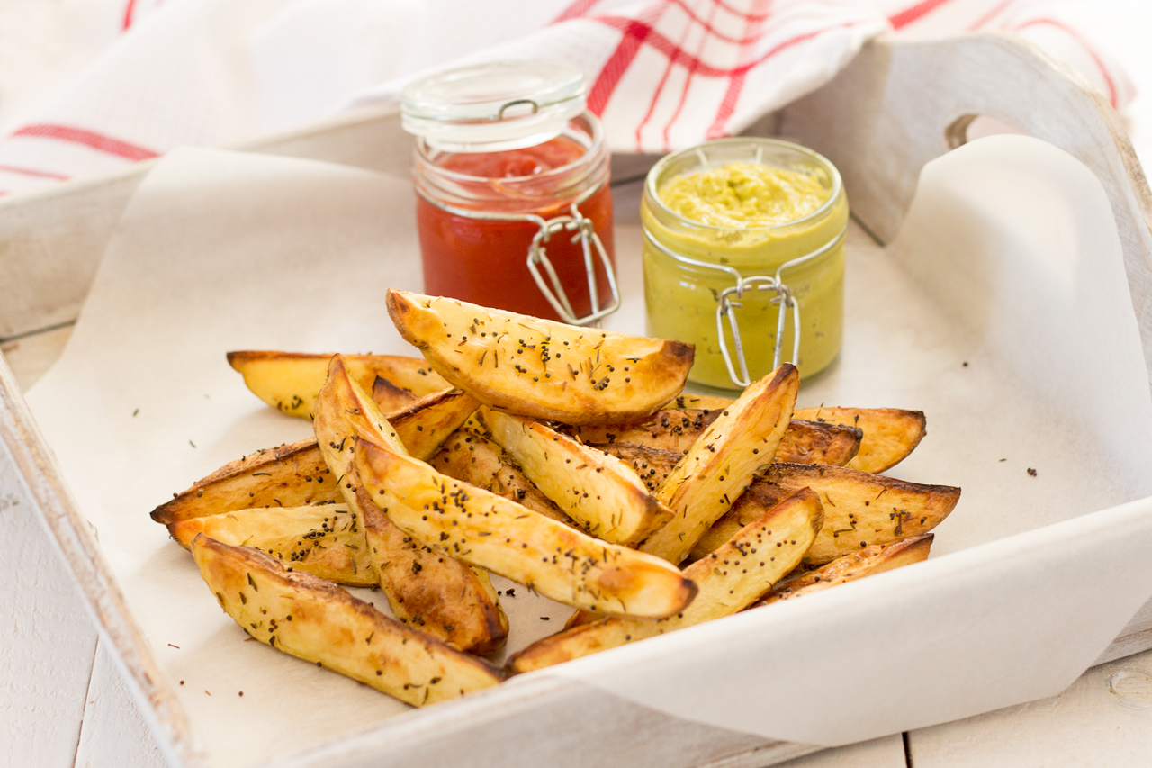 Crispy potato wedges with wasabi dip Lazy Cat Kitchen