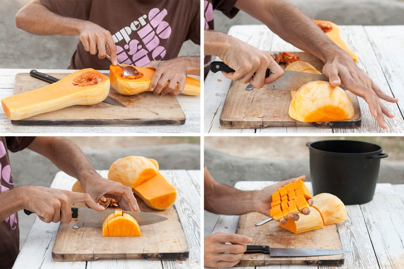 butternut squash chopping step by step