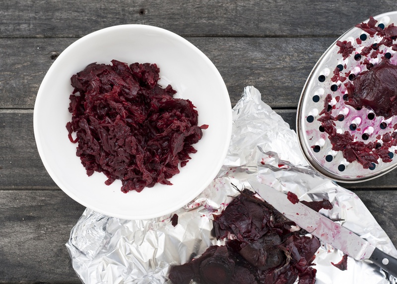 roasted beetroots shredded