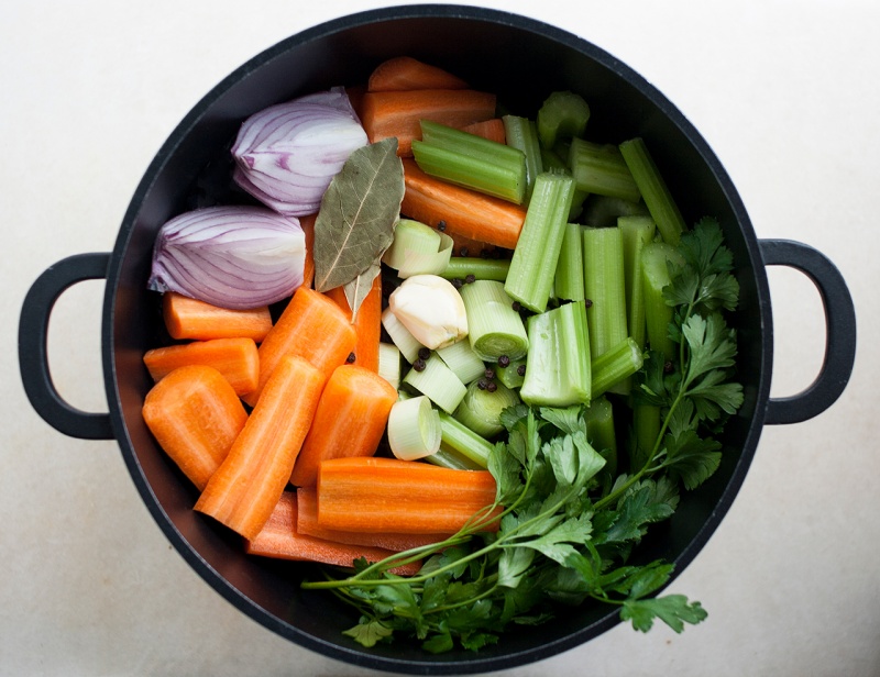vegetable stock prepped ingredients