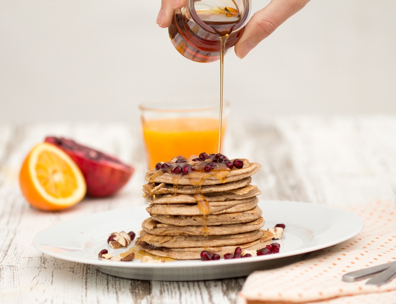 banana pancakes and maple syrup