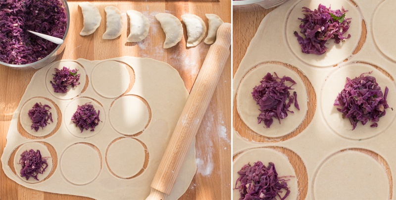 cabbage dumplings making