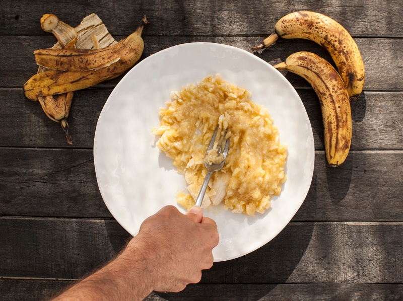 mashing up bananas