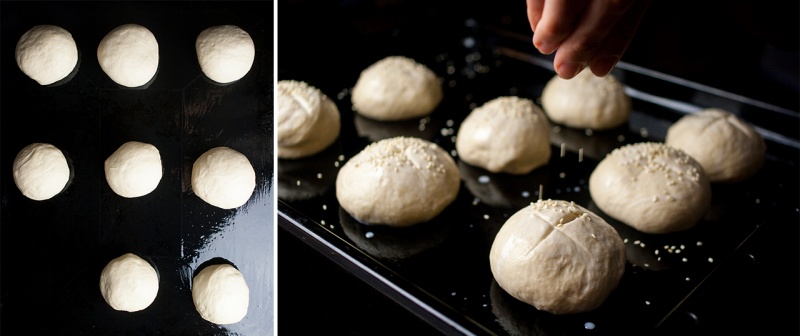 rolls on baking tray