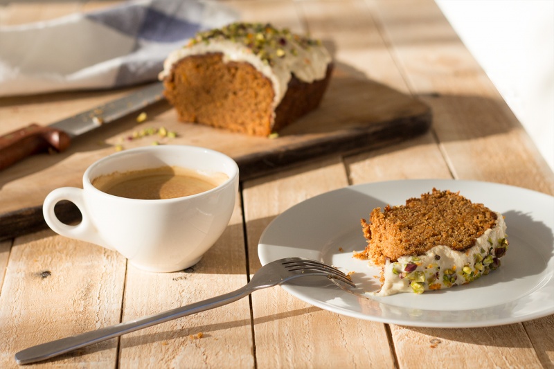 carrot cake and coffee