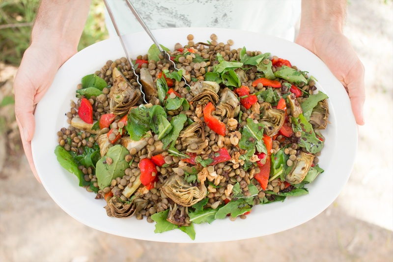 lentils with artichokes and peppers