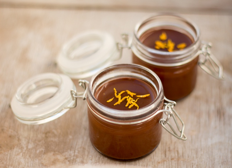 orange chocolate pots for two