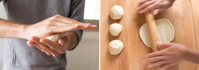 shaping naan bread