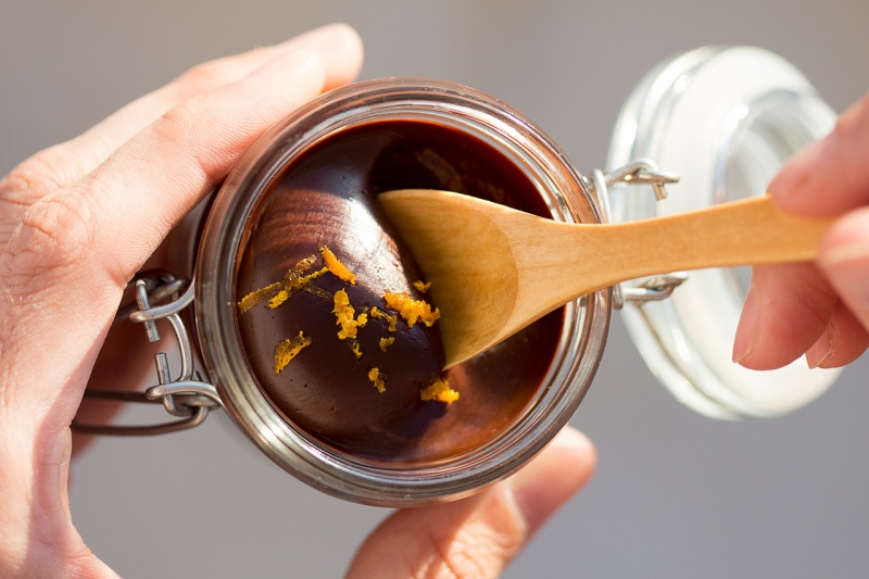 chocolate orange pots tucking in