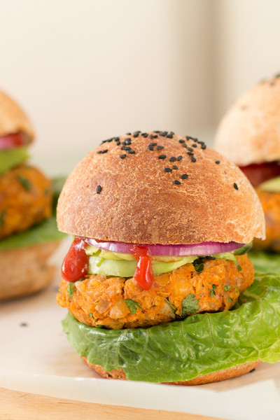 mini sweet potato burgers