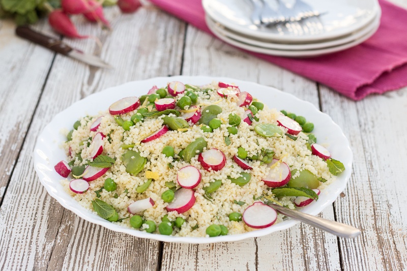 spring couscous salad side view