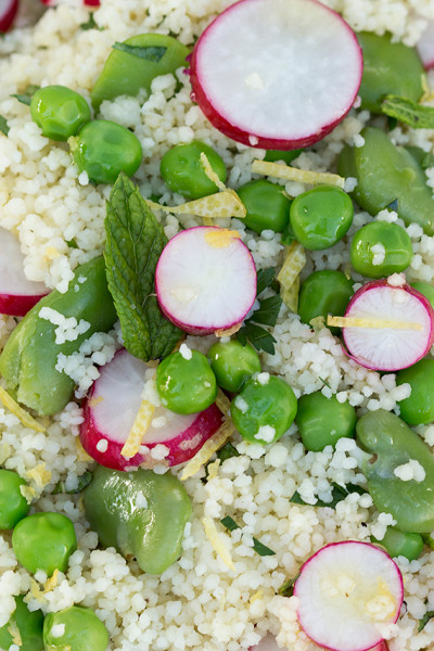 spring couscous salad close up