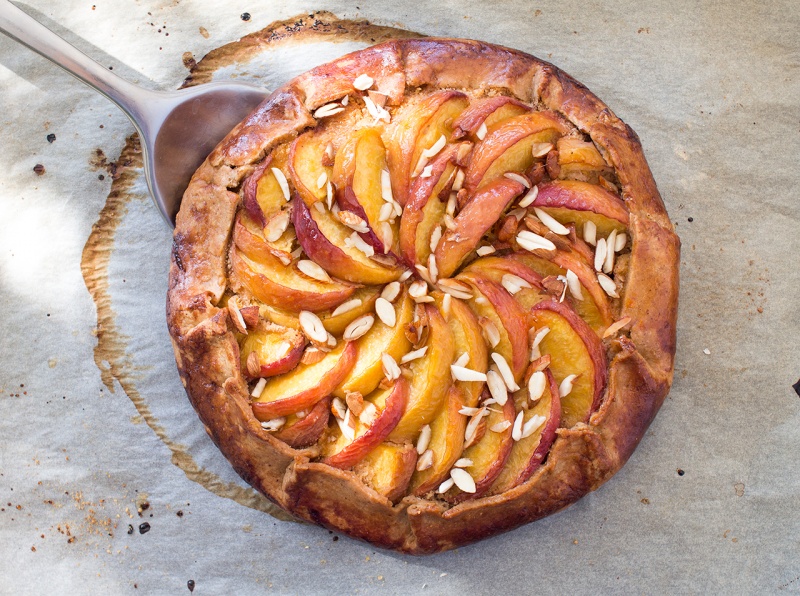 Vegan peach frangipane galette