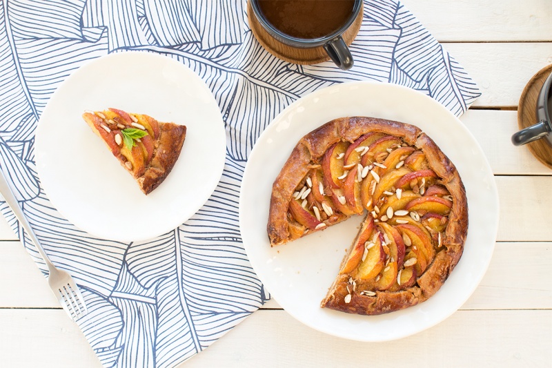 Vegan peach frangipane galette top down