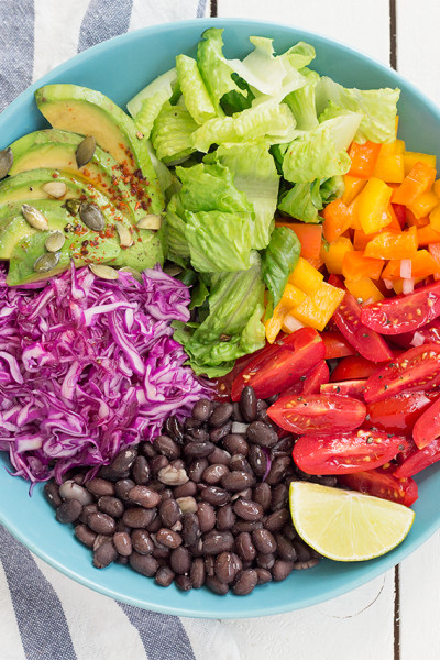 Mexican lunch bowl with spicy crumb - Lazy Cat Kitchen