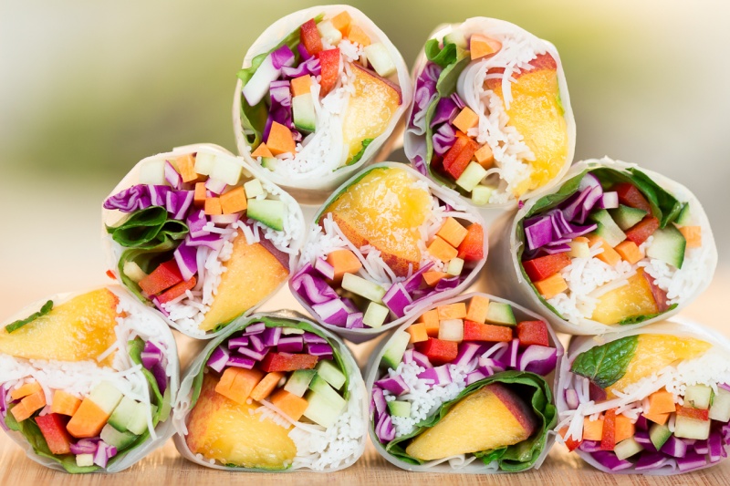 vegan summer rolls stack