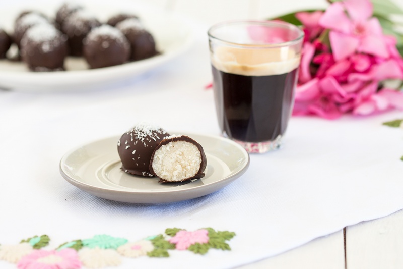 vegan coconut truffles cross section