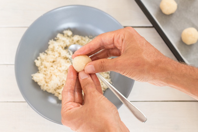 shaping vegan coconut truffles