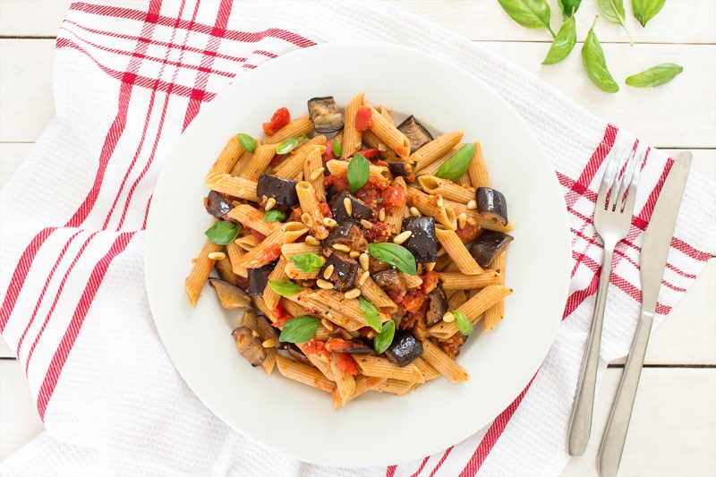 vegan pasta alla norma portion