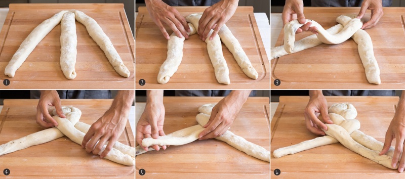 Plaiting challah step by step