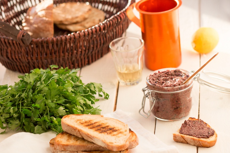 black olive tapenade lunch sideview