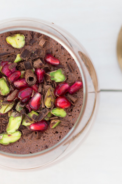 vegan chocolate mousse close up