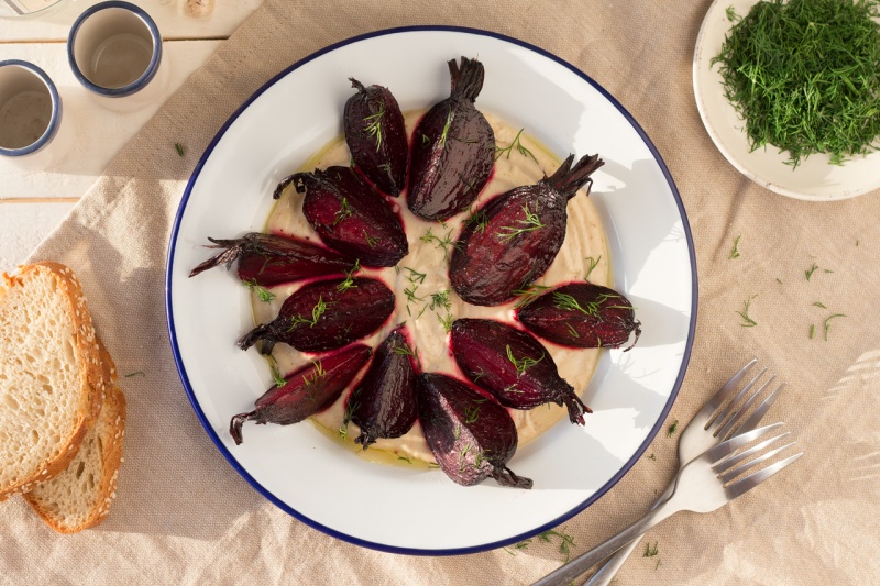 beetroot with Greek skordalia sauce