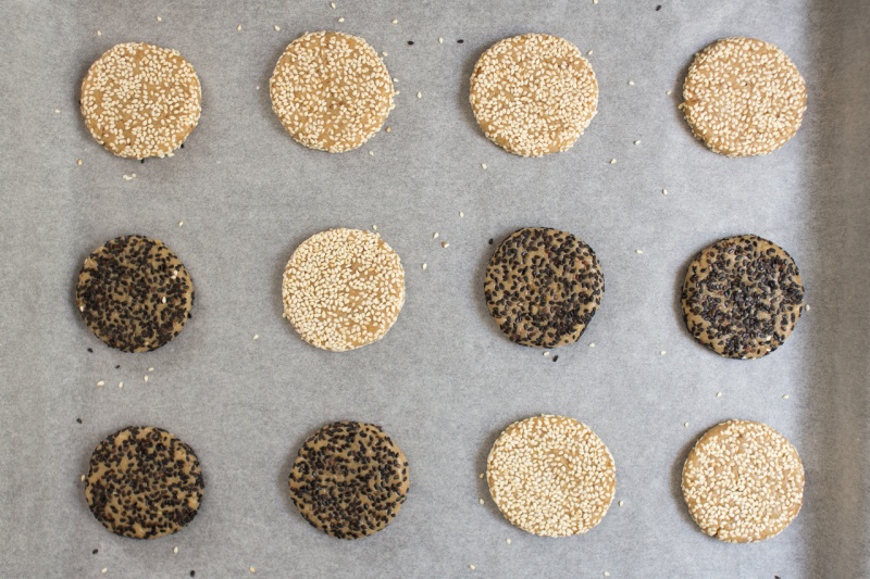 vegan tahini cookies before baking