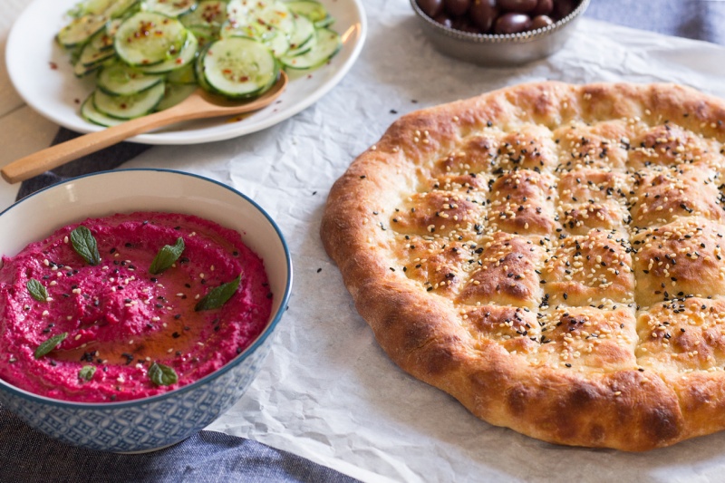 turkish bread with mezze