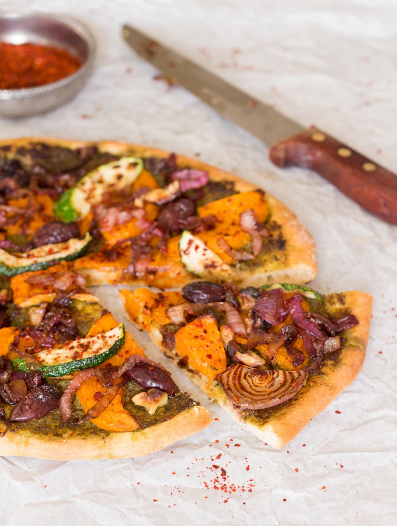fall pizza with pumpkin slice out