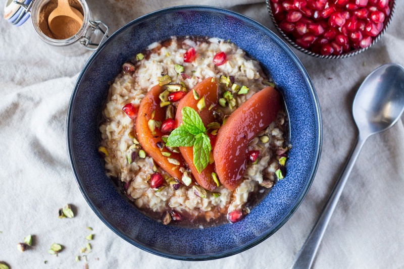 autumn porridge with poached quince