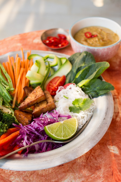 indonesian gado gado salad close up