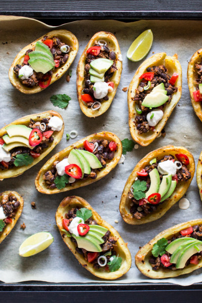 mexican potato skins baking tray top down