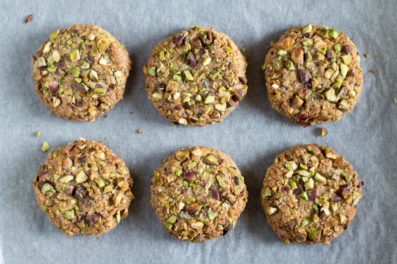 vegan flourless pistachio cookies baked