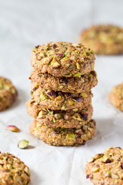 vegan flourless pistachio cookies stack