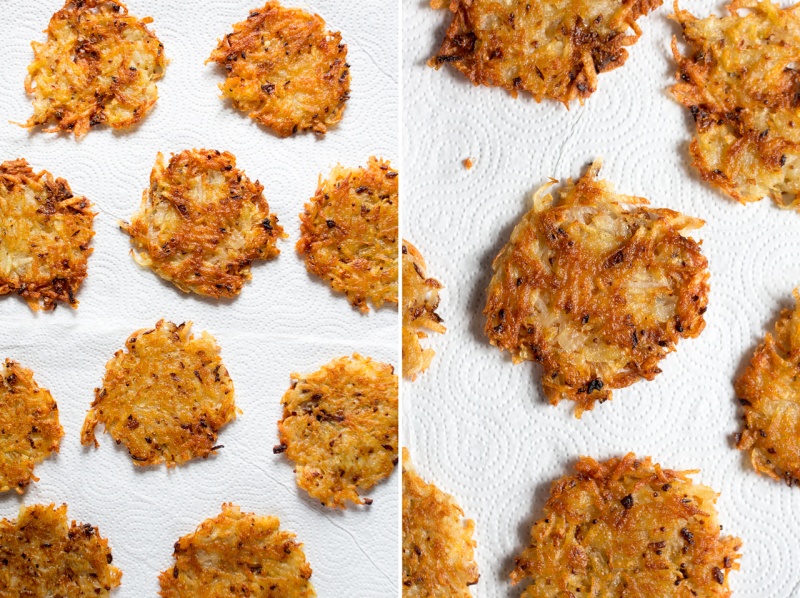 vegan latkes blotting excess oil