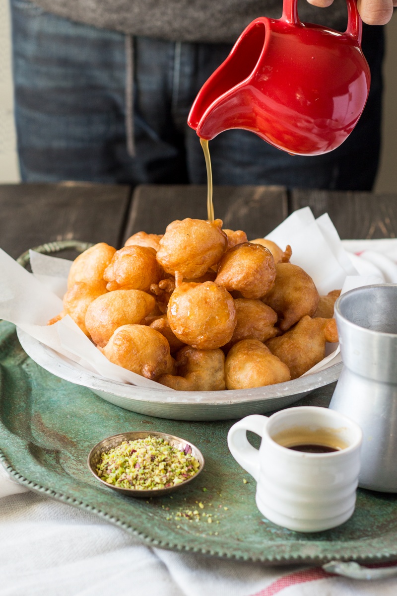 loukoumades greek doughnuts glazing