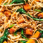 Pumpkin, spinach and walnut spaghetti-image