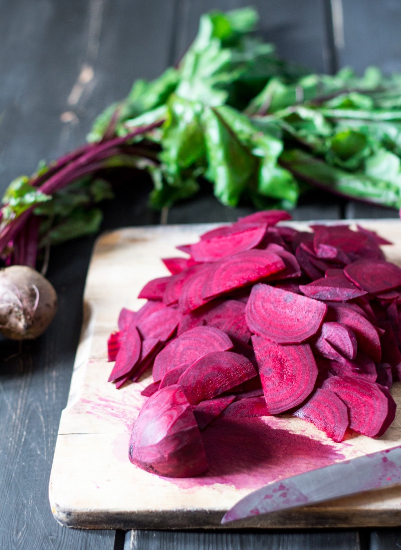 slicing beetroot thinnly for gozleme filling