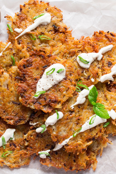 vegan latkes with cashew sour cream