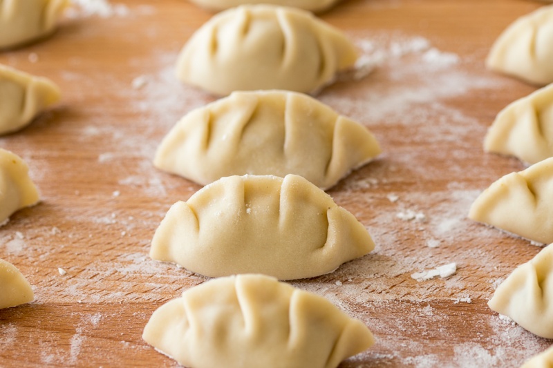 making spicy butternut squash dumplings