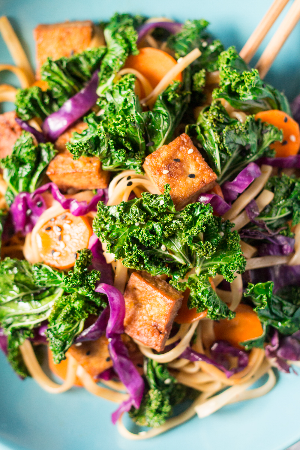 Misomaple noodles with kale and crispy tofu Lazy Cat Kitchen