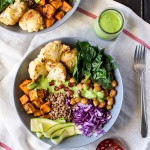Winter goodness bowl with a green sauce-image