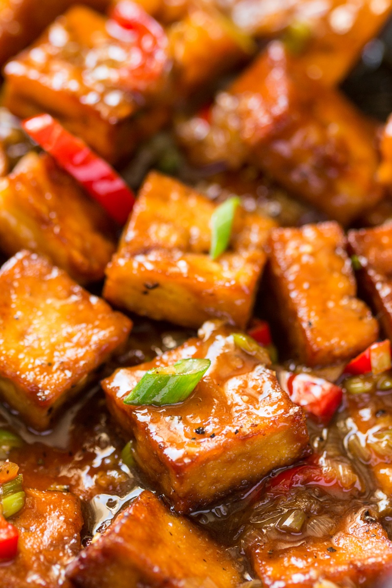 vegan black pepper tofu closeup