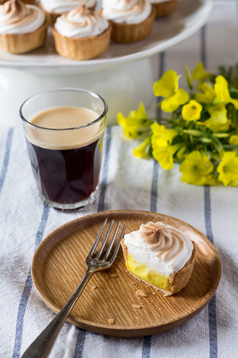 vegan lemon meringue pie and espresso