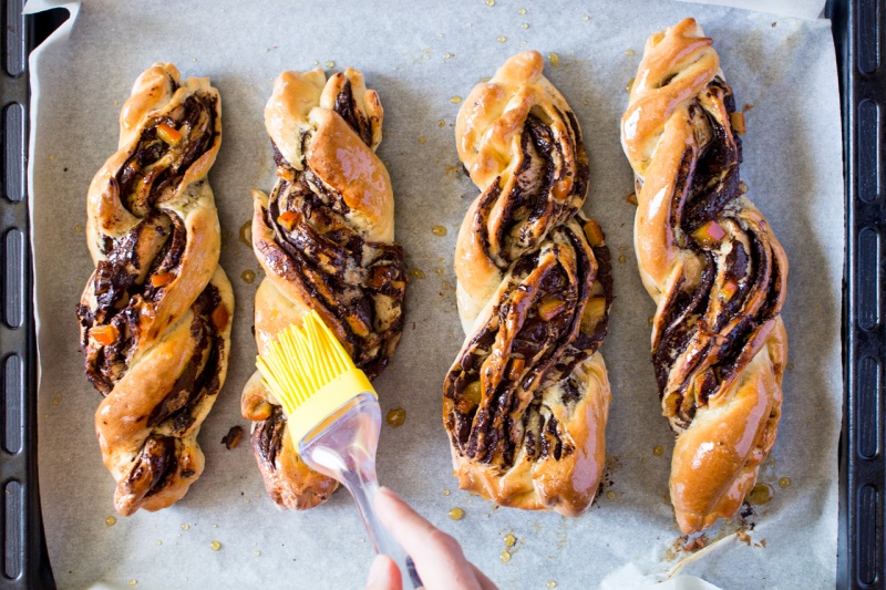 chocolate and orange twists glazing