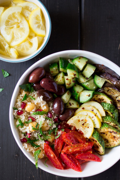 Moroccan salad bowl with preserved lemons - Lazy Cat Kitchen