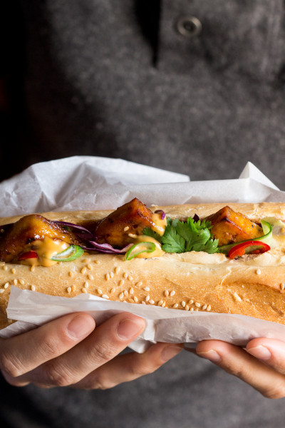 tofu bahn mi with vegan mayo lunch