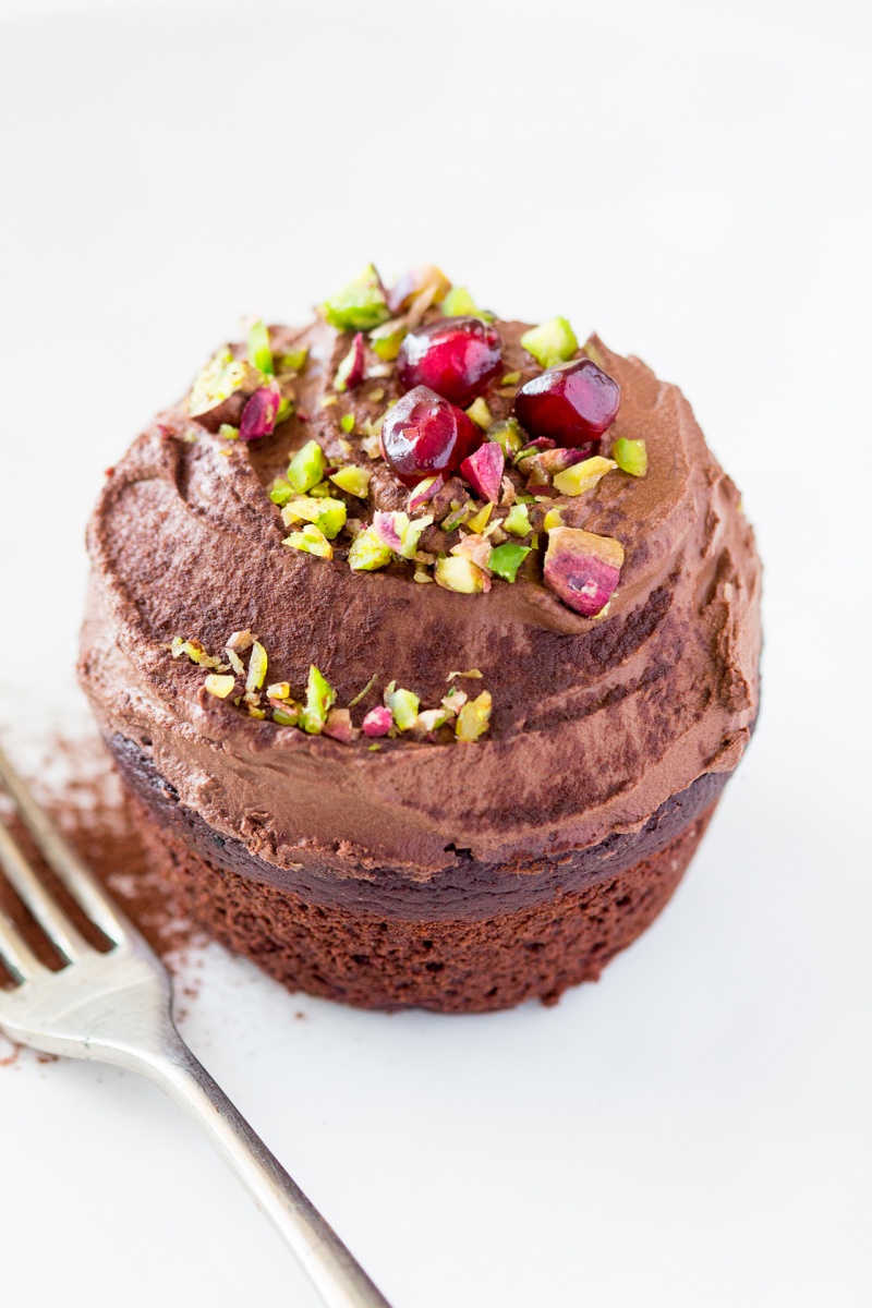 vegan chocolate cupcake with whipped chocolate ganache frosting